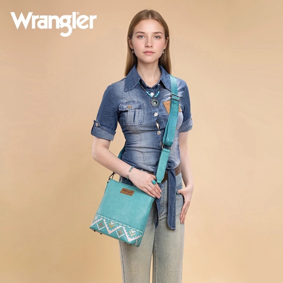 Wrangler Aztec Print Crossbody Bag Turquoise - Picture 4 of 4
